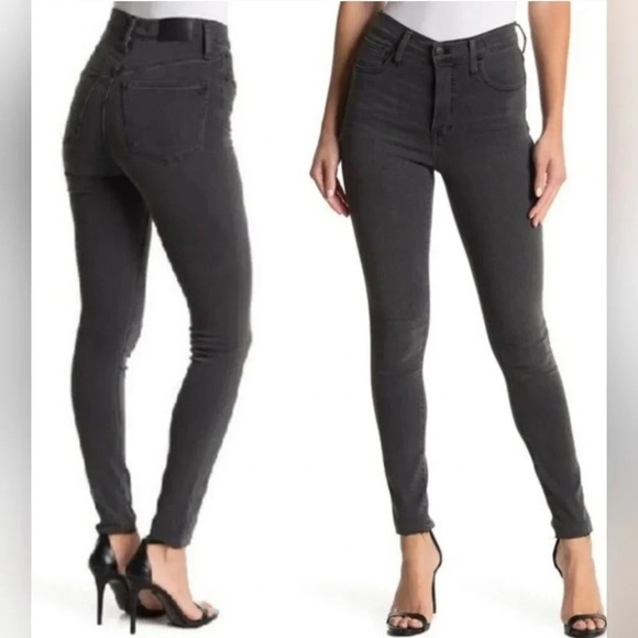 Madewell 10" High Rise Skinny Raw Hem Grey‎ Jeans Stretch Size 23 - Picture 1 of 10